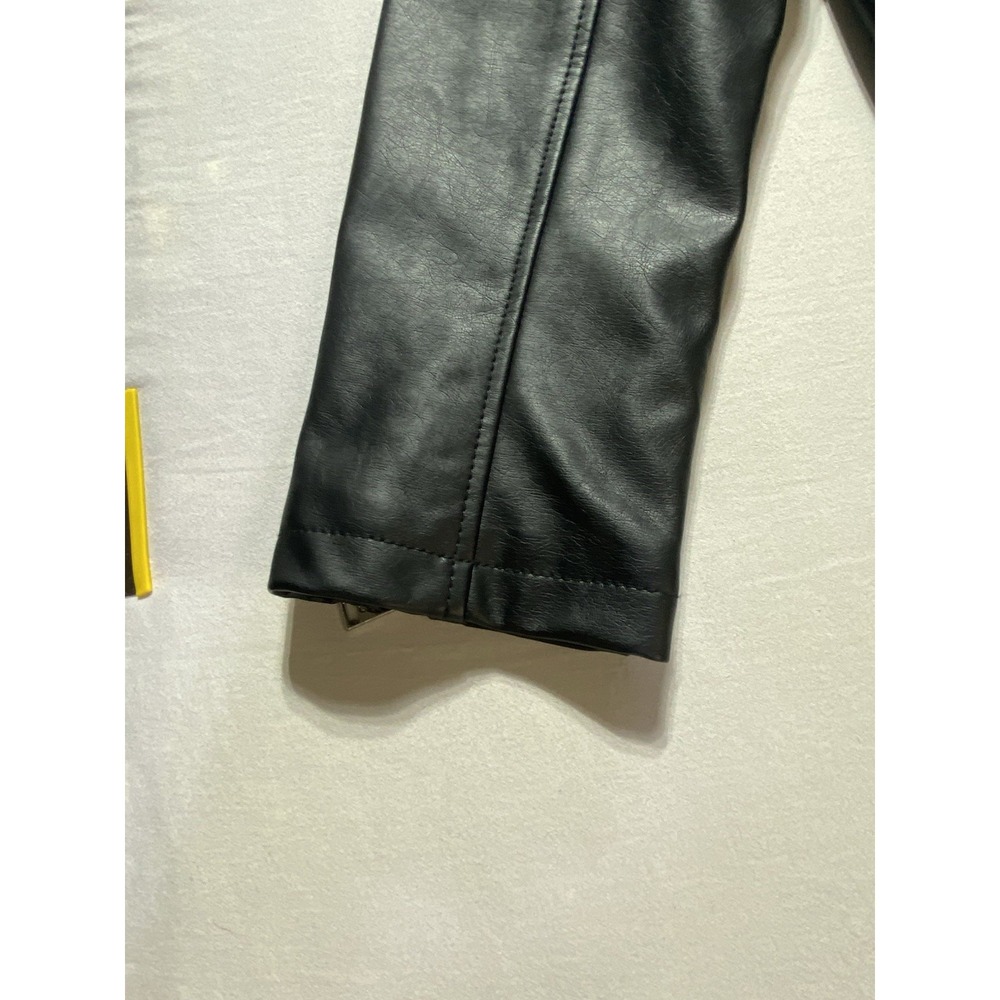GUESS‎ Los Angeles Womens Faux Leather Moto Jacket Removable Hood Black Medium - Picture 12 of 16